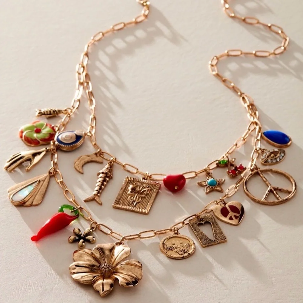 New! Maxamillion Charm Necklace from Free People in “Flower Power” Boho Chic - Picture 3 of 4